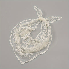 Floral Embroidery Lace Scarf Bandana Thin Head Wrap Neckerchief