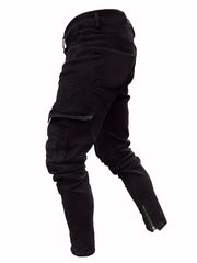 Men's Slim Fit Biker Jeans Casual Street Style Denim Pants