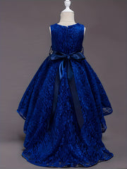 Girls Sleeveless Puffy Princess Dress Tulle Lace Beaded Rhinestone