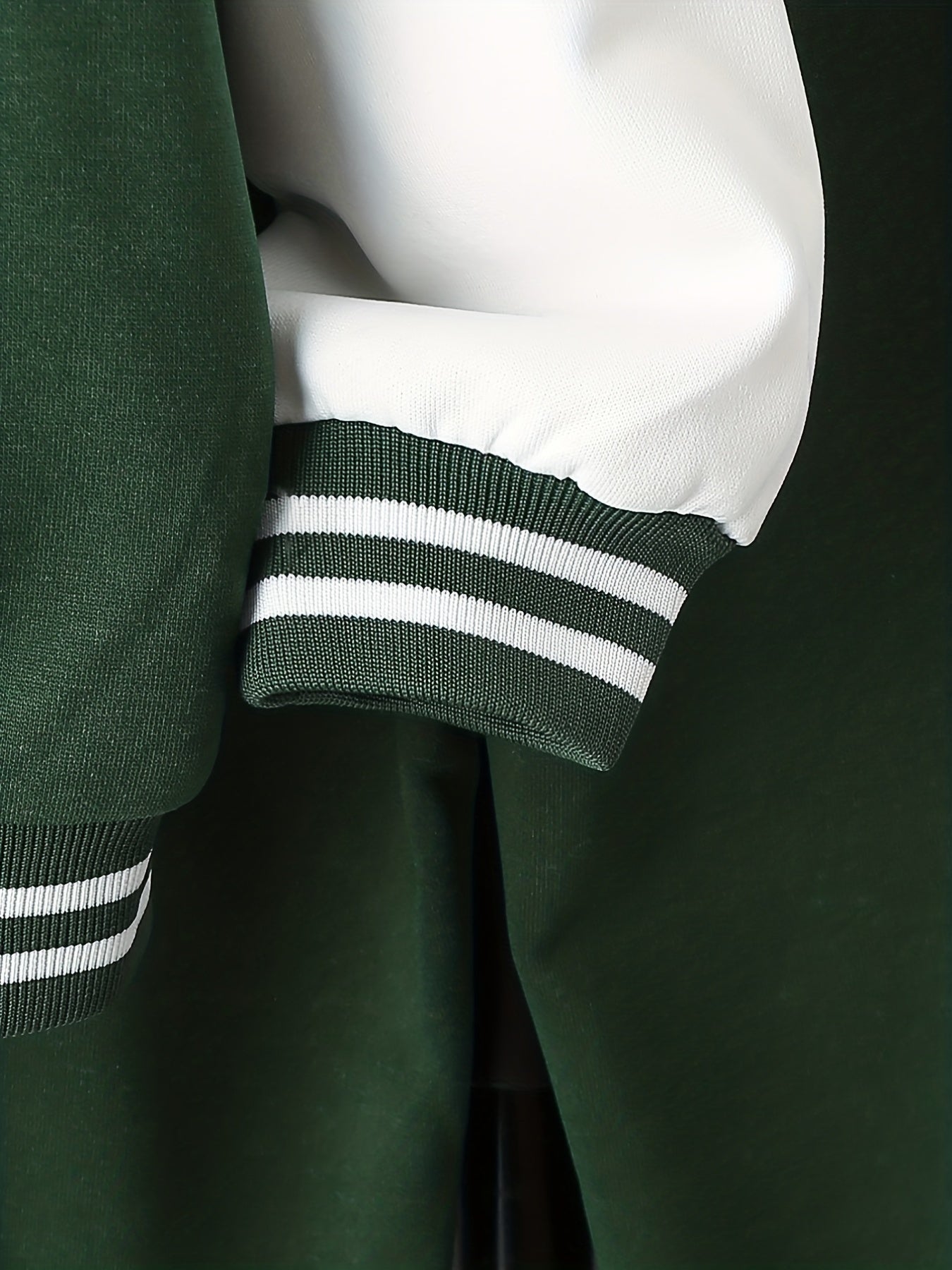 Boy's Preppy Style Baseball Jacket & Sweatpants Set