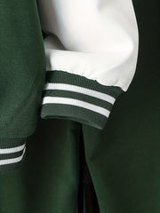 Boy's Preppy Style Baseball Jacket & Sweatpants Set