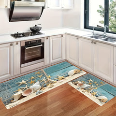 Soft Starfish Print Kitchen Rug Waterproof Non Slip Mat