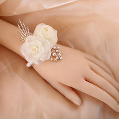 Mesh Flower Pearl Hair Clip Rhinestone Accessory