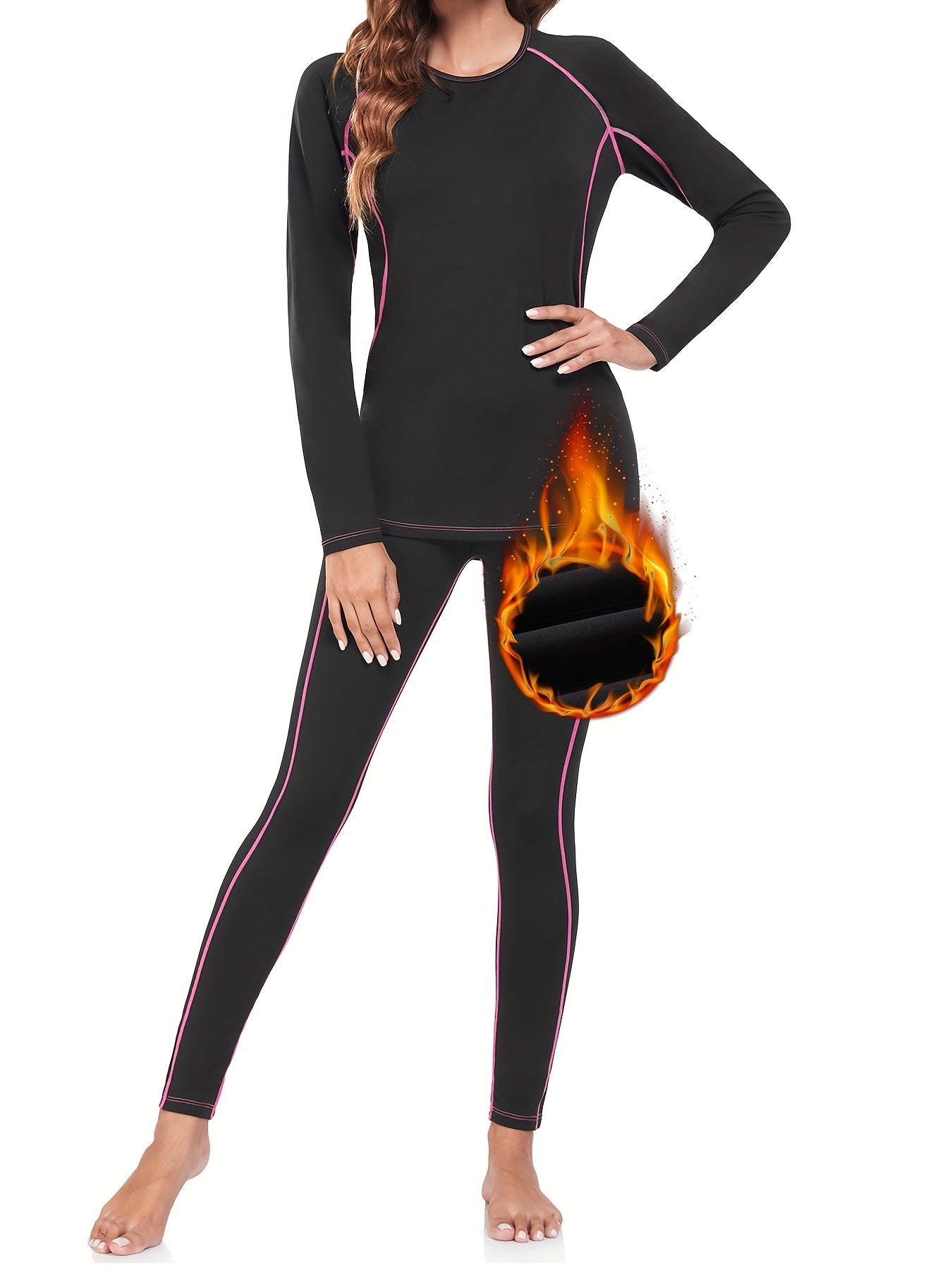 Women's Thermal Underwear Set Crew Neck Tops & Pants