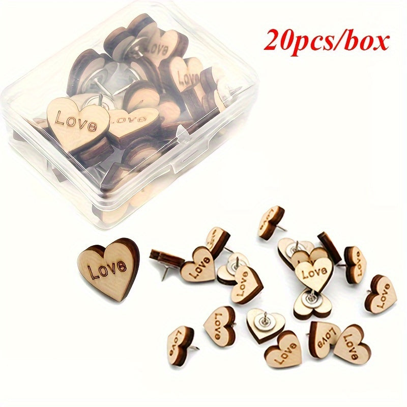 20pcs Boxed Cork Message Pins Wooden Love Push Pins Racer Pins