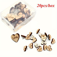 20pcs Boxed Cork Message Pins Wooden Love Push Pins Racer Pins