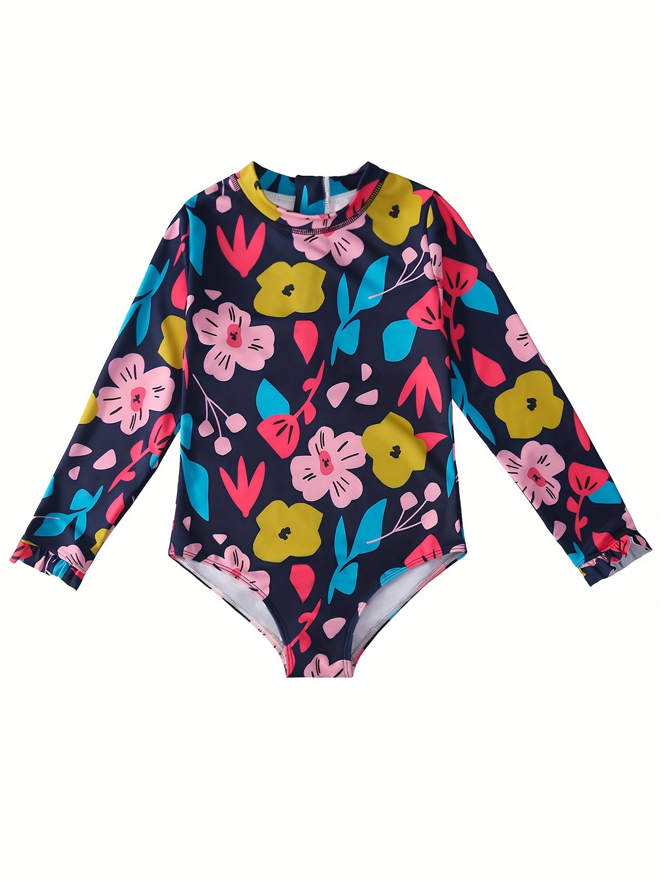 Girls Long Sleeve One Piece Swimsuit Beach Sun Protection