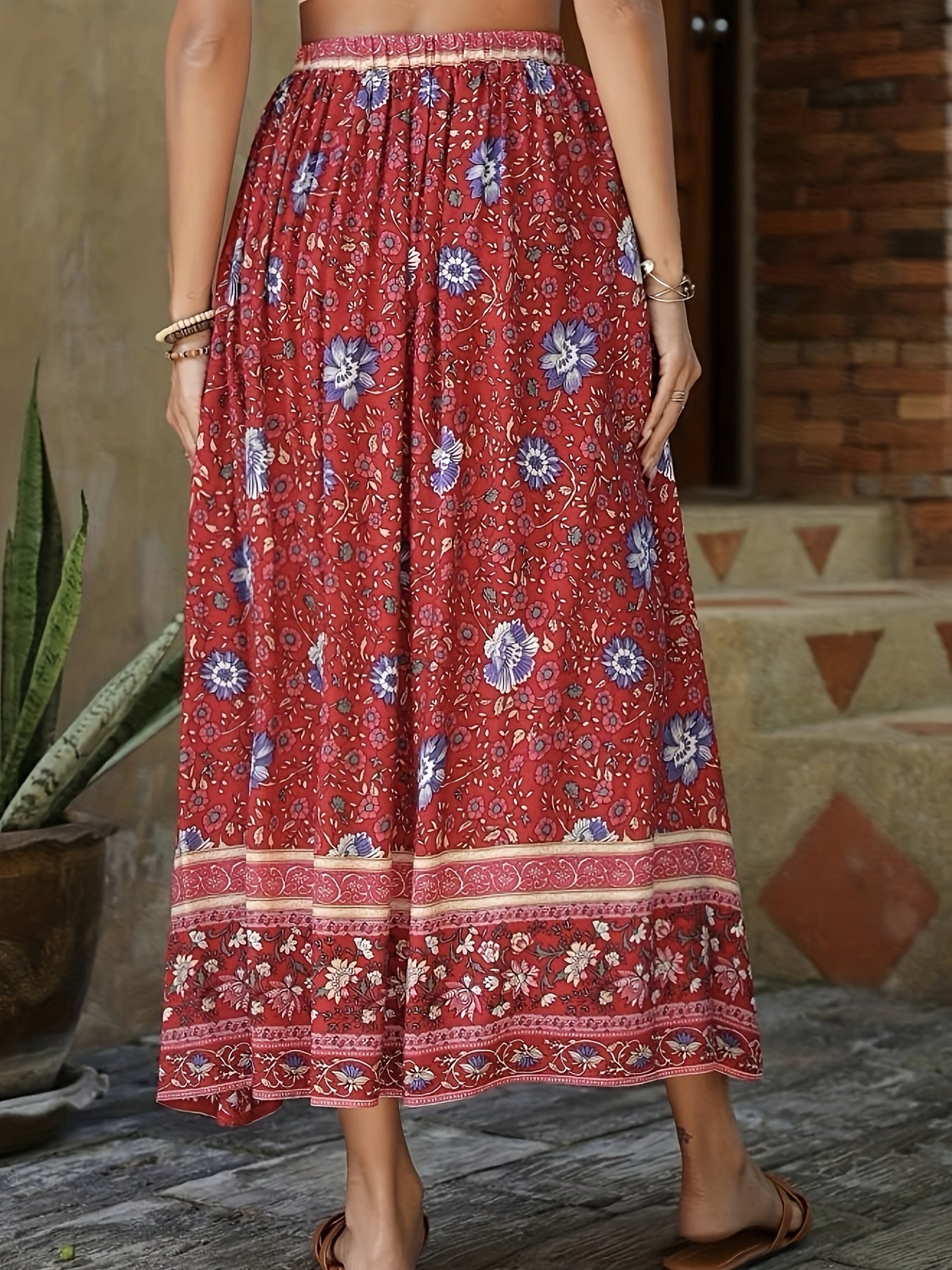 Floral Print Drawstring Waist Skirt for Women