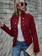 Button Decor Jacket Casual Open Front Outerwear
