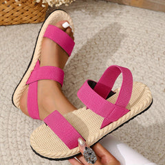 Women's Elastic Flat Sandals Open Toe Slip On Slingback Shoes