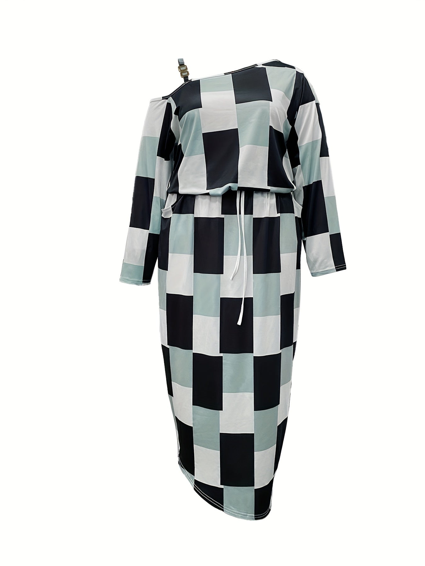 Women's Plus Geo Print One Shoulder Top & Skirt Set