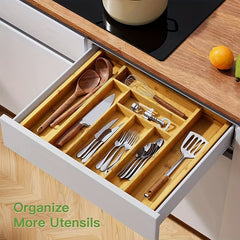 Telescopic Bamboo Kitchen Box Drawer Divider Storage Rack Organizer