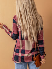 Plaid Patterned Long Sleeve Retro Jacket Casual Outerwear Fall & Spring