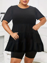Solid Short Sleeve Smock Tee & Shorts Outfit Set
