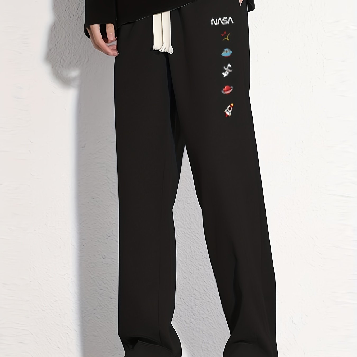 Space Theme Cotton Sweatpants Men's Casual Loose Fit Pants