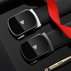 Men's Leather Auto Buckle Belt Top Cowhide Business Belt