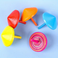 Wooden Small Top Desktop Decompression Toy Rainbow Small Top
