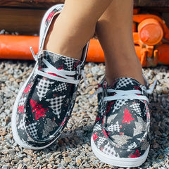 Women's Christmas Tree Pattern Flat Casual Shoes Comfortable Round Toe