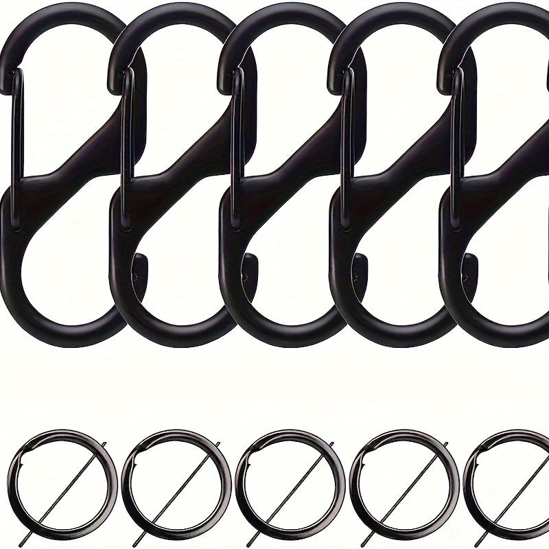 5pcs S Carabiner Clip Snap Hooks For Keychain Fishing Camping Outdoor Sports