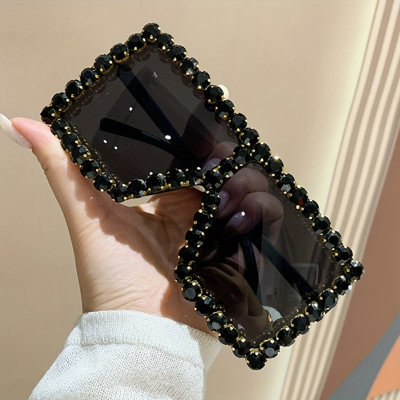 Oversized Square Sunglasses Women Rhinestone UV400 Sun Shades