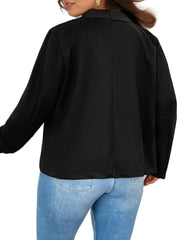 Women's Solid Open Front Waterfall Collar Blazer