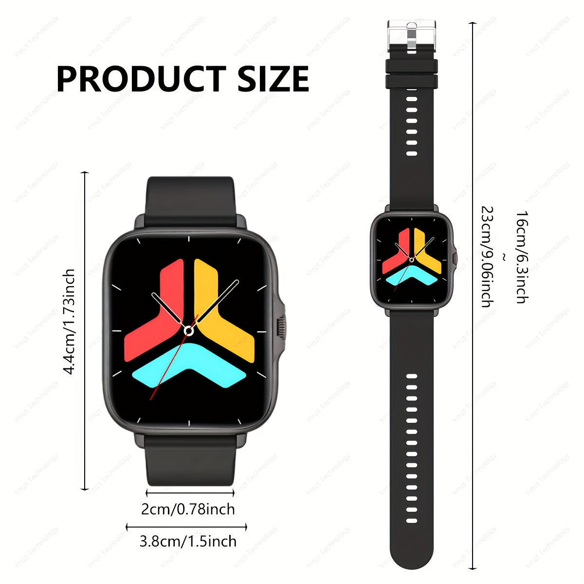 Full Touch Smartwatch: Wireless Calling, Notifications, USB Charging