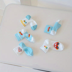 5 Pairs Cartoon Car Knit Socks for Baby Boys