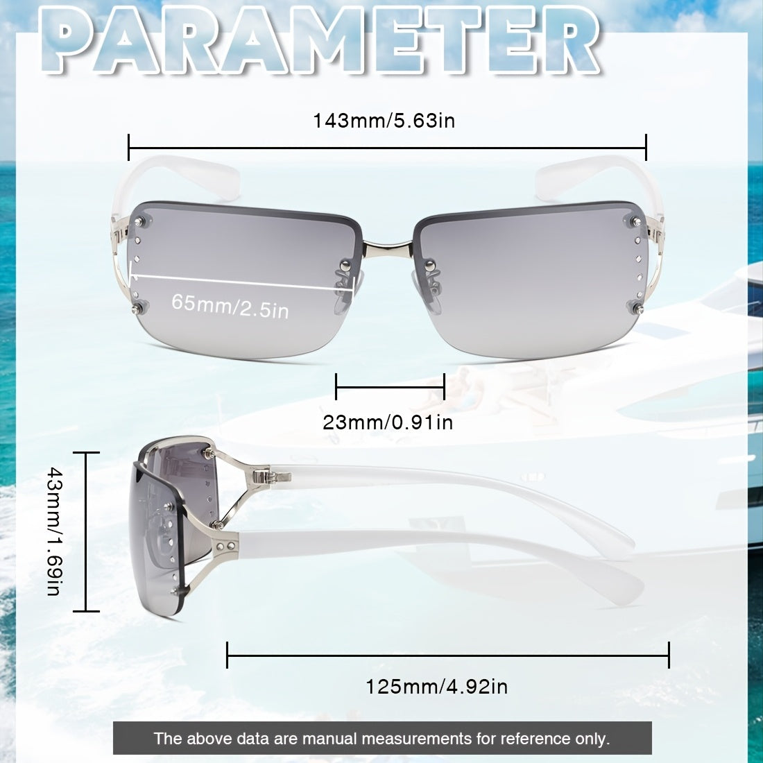 Y2K Sunglasses Women Rimless Rectangle Sun Glasses Shades