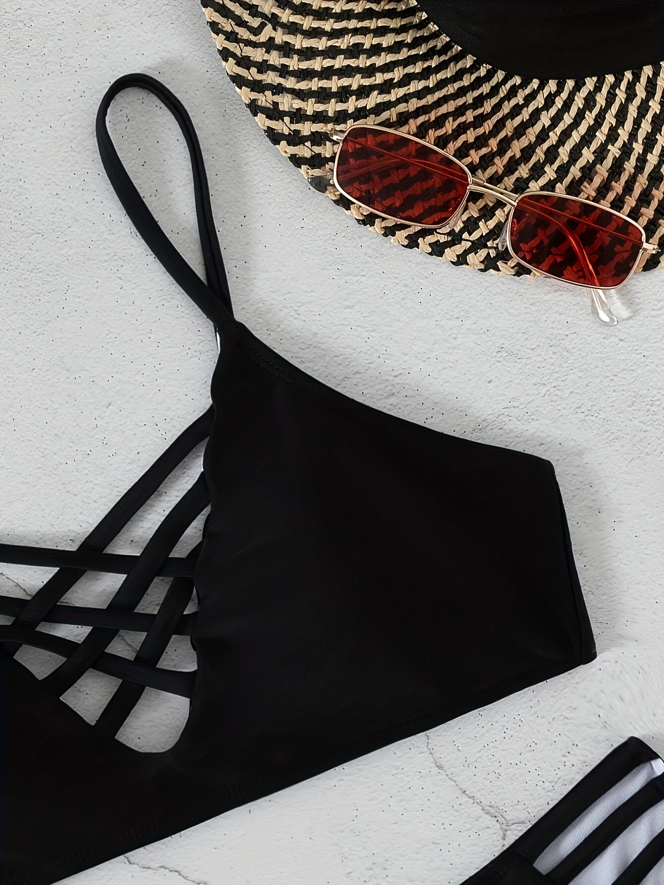 Criss Cross Front Hollow Out 2 Piece Bikini Set