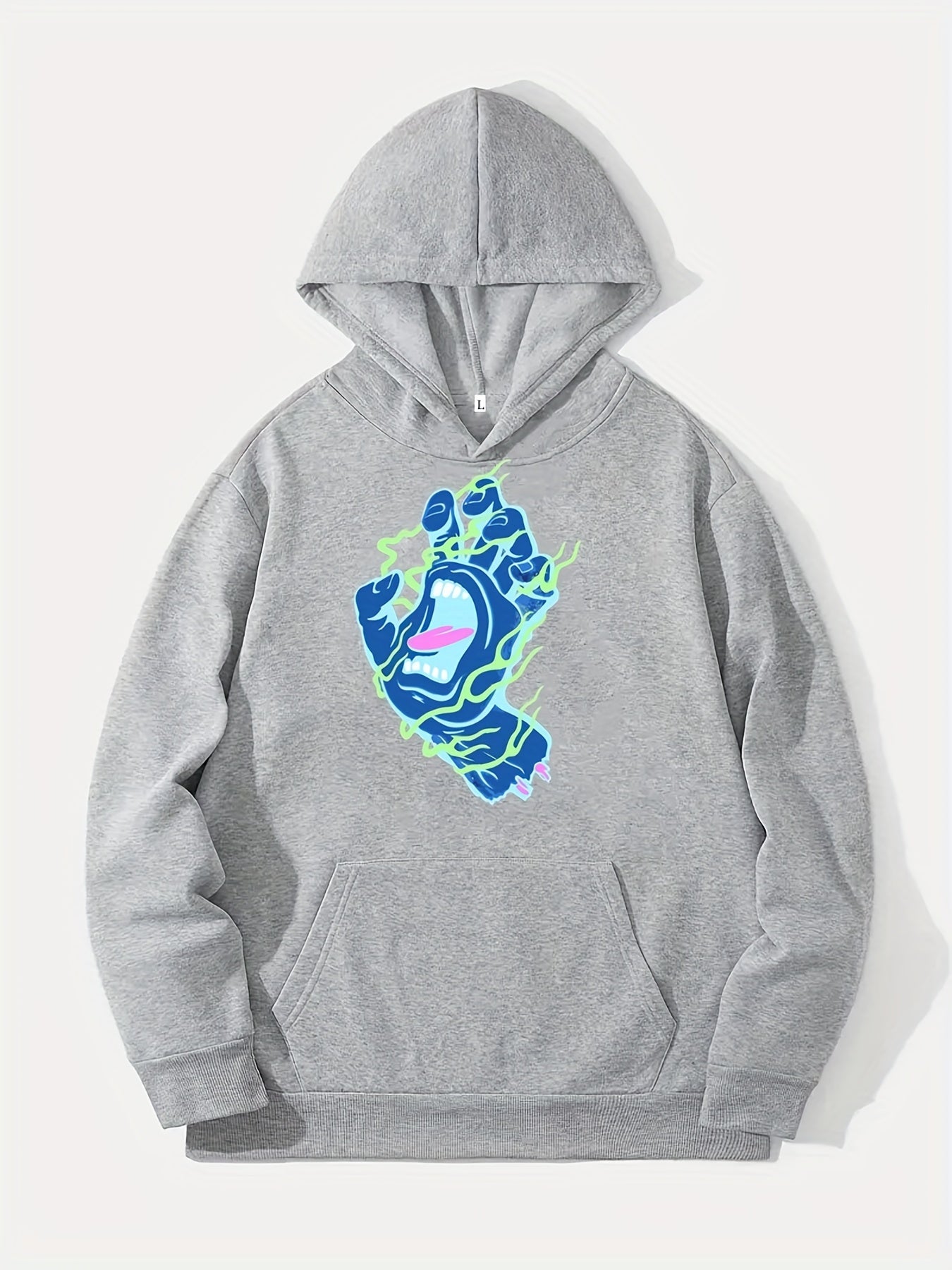 Hand Print Hoodie Men's Casual Graphic Pullover Hoodie