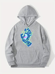 Hand Print Hoodie Men's Casual Graphic Pullover Hoodie