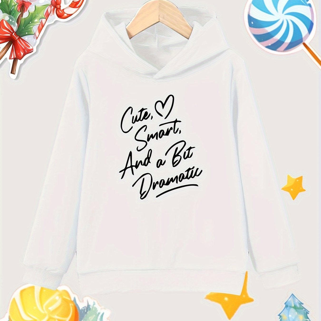 Dramatic Print Girls Cotton Pullover Hooded Sweatshirt