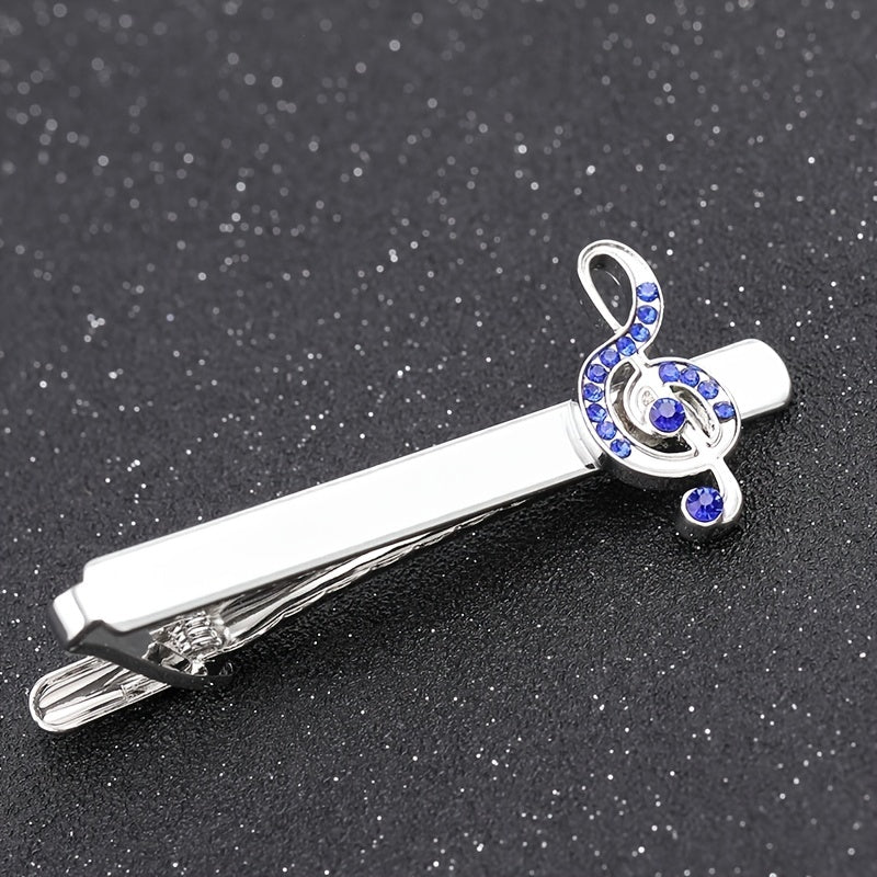 Purple Crystal Cufflinks & Tie Clip Set