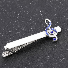 Purple Crystal Cufflinks & Tie Clip Set