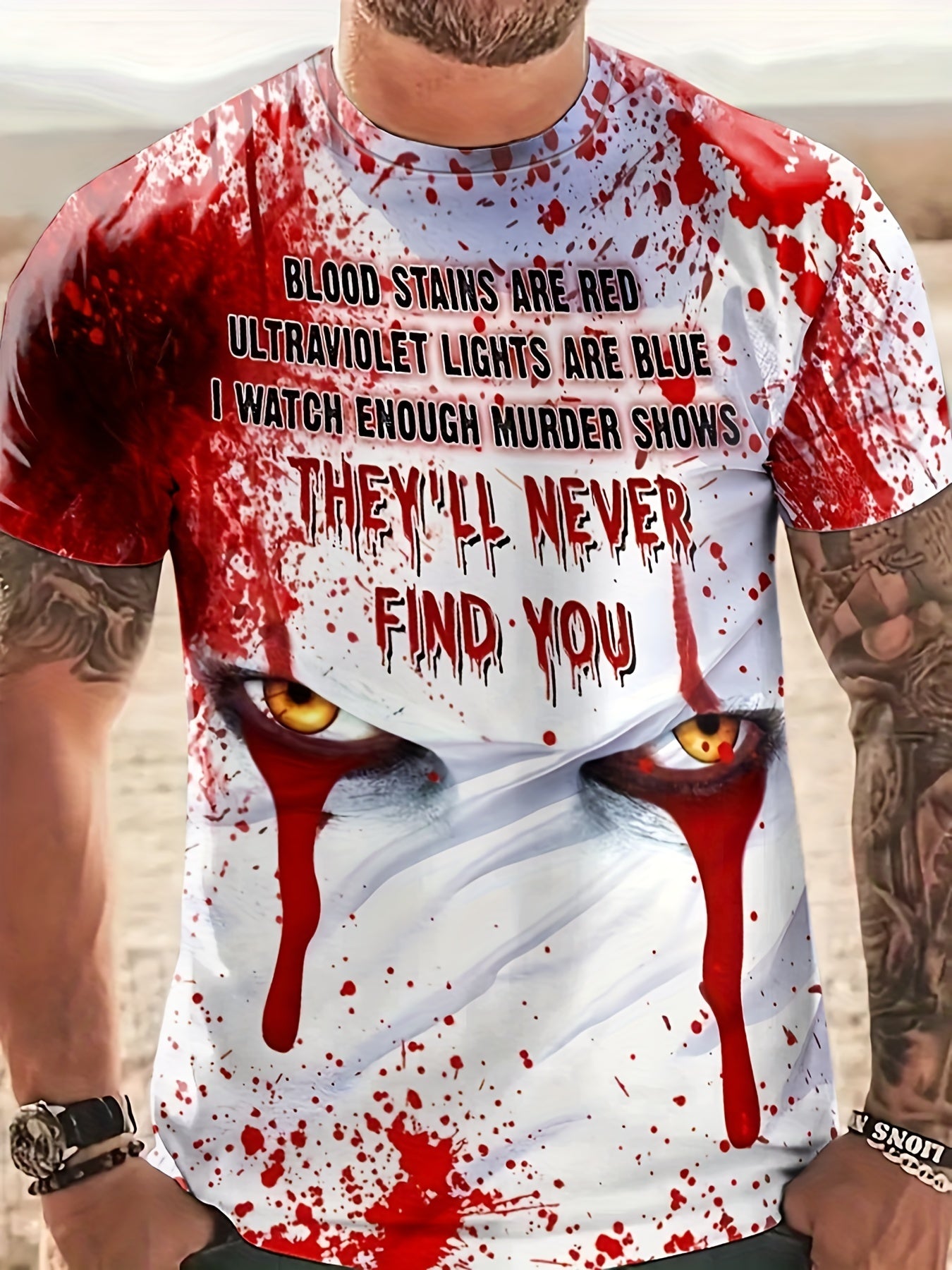 Men's Letter Print T Shirt 3D Digital Print Active Tee for Summer
