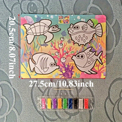 3pcs Cartoon Sand Painting Kit DIY Colored Paper Handicraft Craft Set