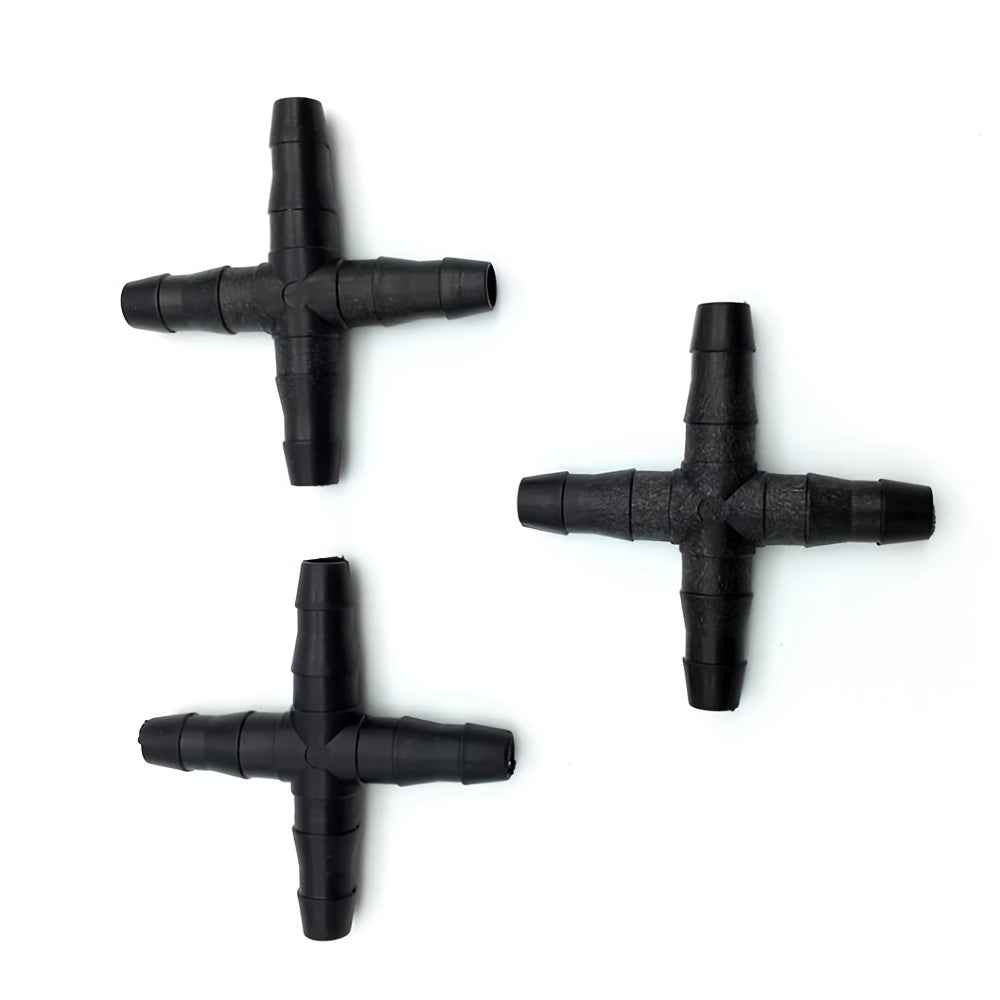 30pcs 1/4'' 4 Way Micro Hose Drip Irrigation Cross Joint Connectors