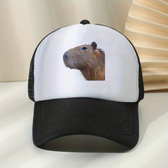 Capybara Print Baseball Cap Mesh Trucker Hat Sunscreen Dad Hat