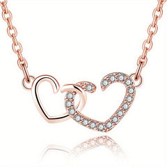 Girl's Double Heart Pendant Necklace Heart To Heart Matching Necklace