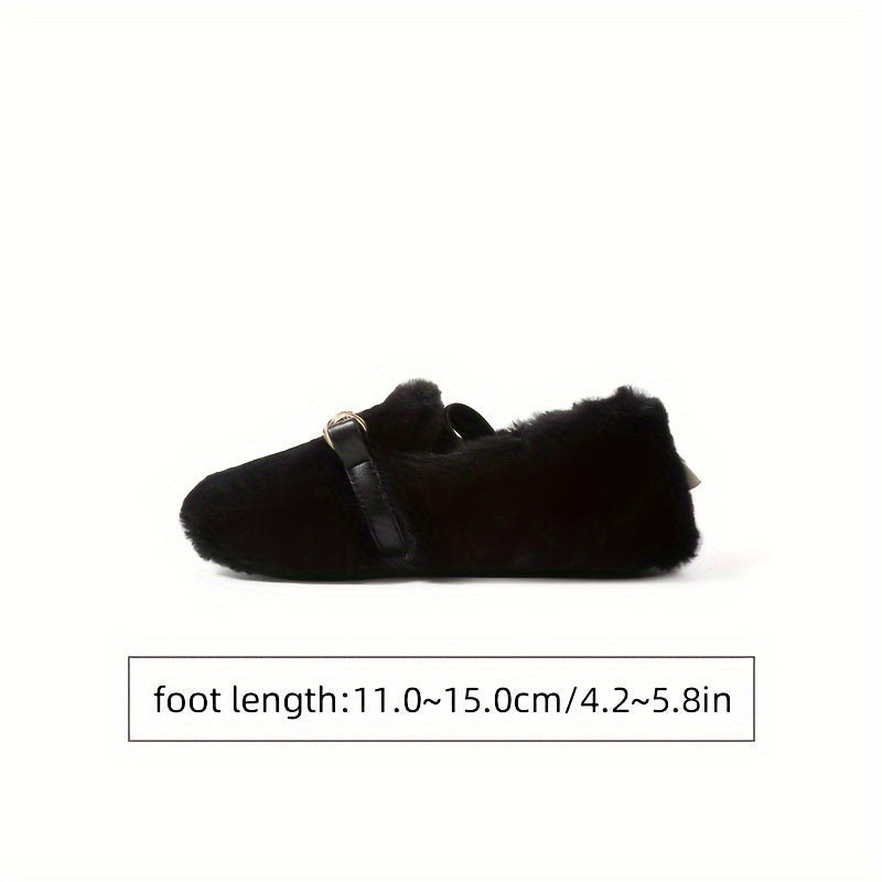 TARANIS Furry Slip On Walking Shoes For Girls Soft Warm Flat Shoes