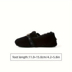 TARANIS Furry Slip On Walking Shoes For Girls Soft Warm Flat Shoes