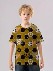 Geometric Football Print Kid's T shirt, Summer Tee