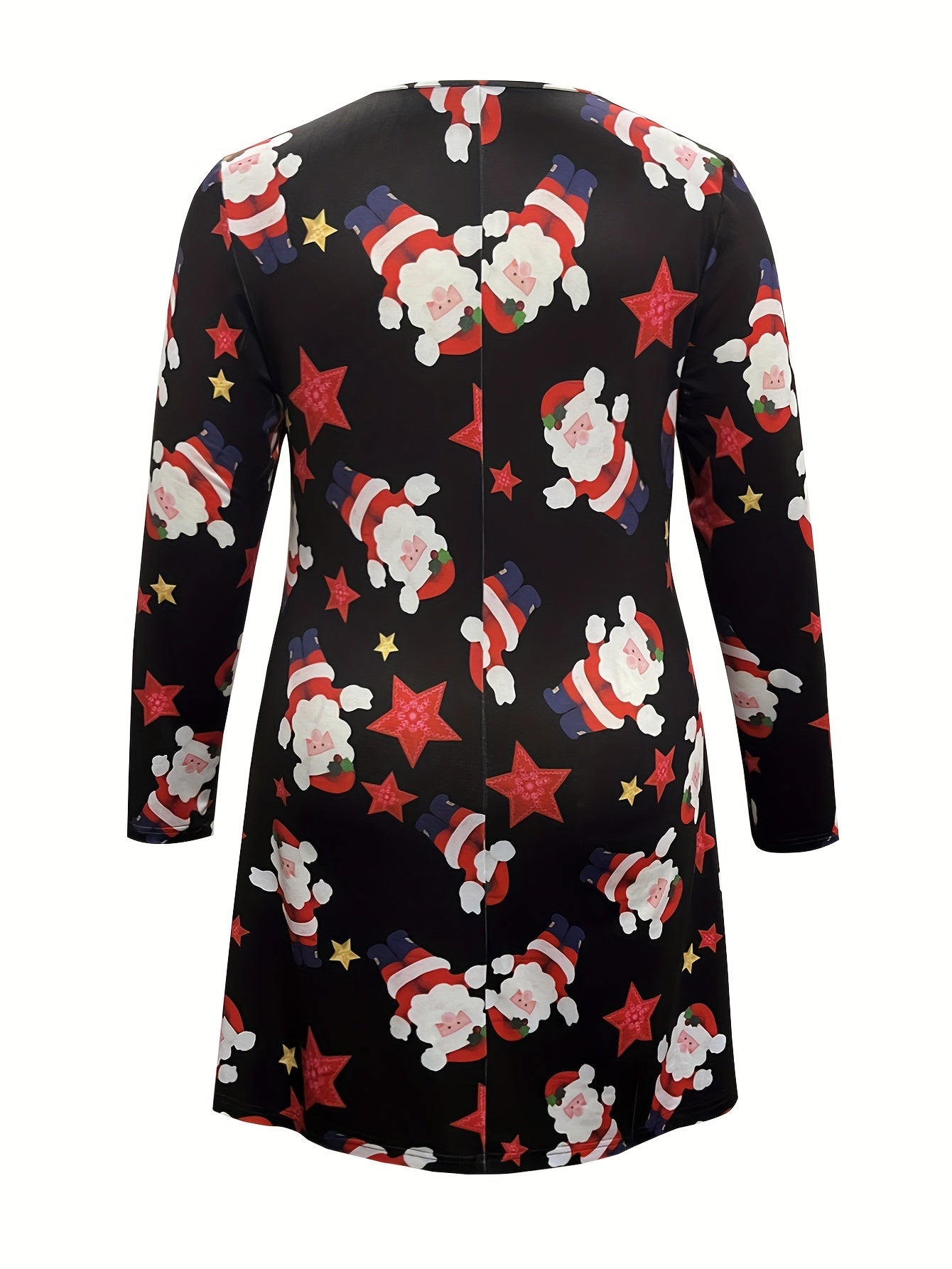 Santa Claus Print Round Neck Dress