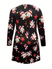 Santa Claus Print Round Neck Dress