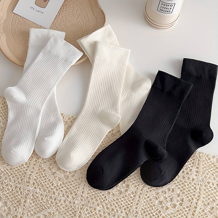 6 Pairs Mid Tube Women's Socks Comfy Breathable Stockings