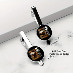 Personalized Memorial Tie Clips Set of 2 with Photo Logo