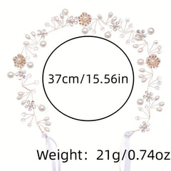 Faux Pearl Flower Headband Tiara For Women Bride Party Wedding