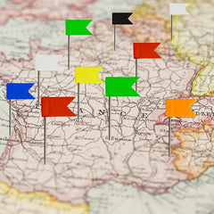 50pc Map Flag Push Pins in Assorted Colors
