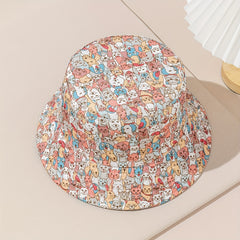 Pet Family Bucket Hat Dog Cat Rabbit Print Reversible Basin Hat Unisex Casual