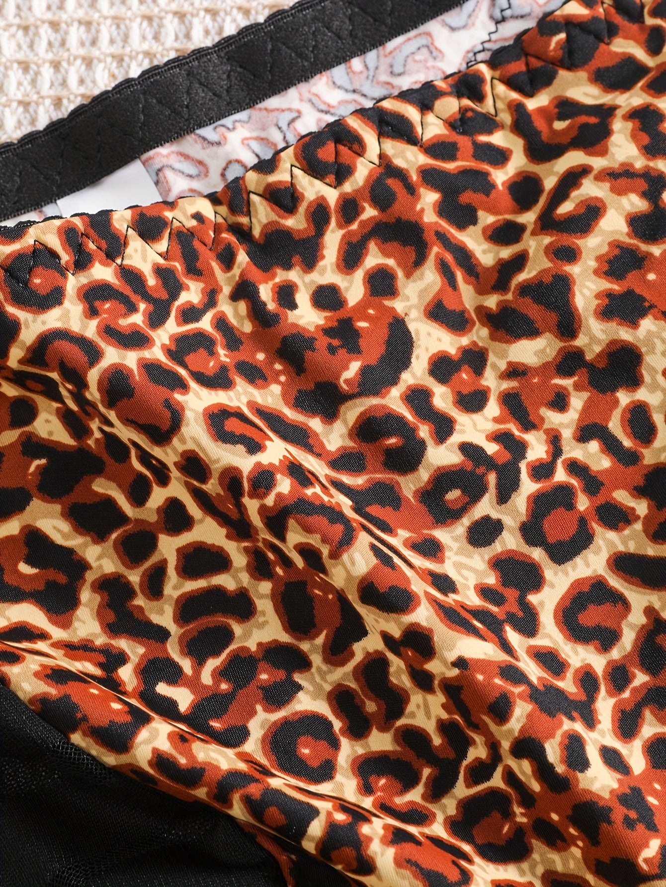 Sexy Panty Women's Plus Leopard Print Striped Mesh High Rise Brief